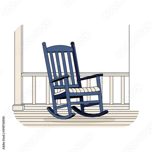 Blue Rocking Chair on Porch Vector vector illustration
