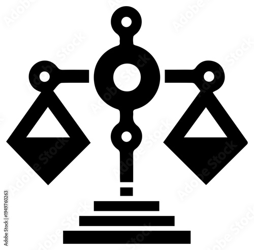 Black icon of balanced scales for automated decision making and fair judgment