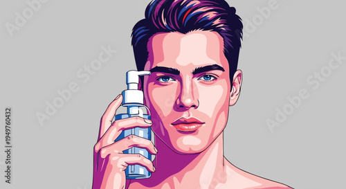 Vibrant man popart cosmetic gel cleanser artwork
