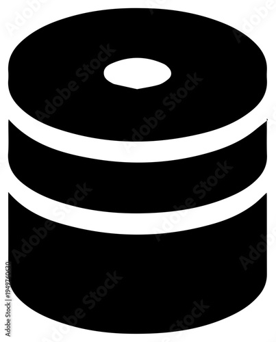 Solid black filled icon of data sanitization secure symbol for cybersecurity and data protection