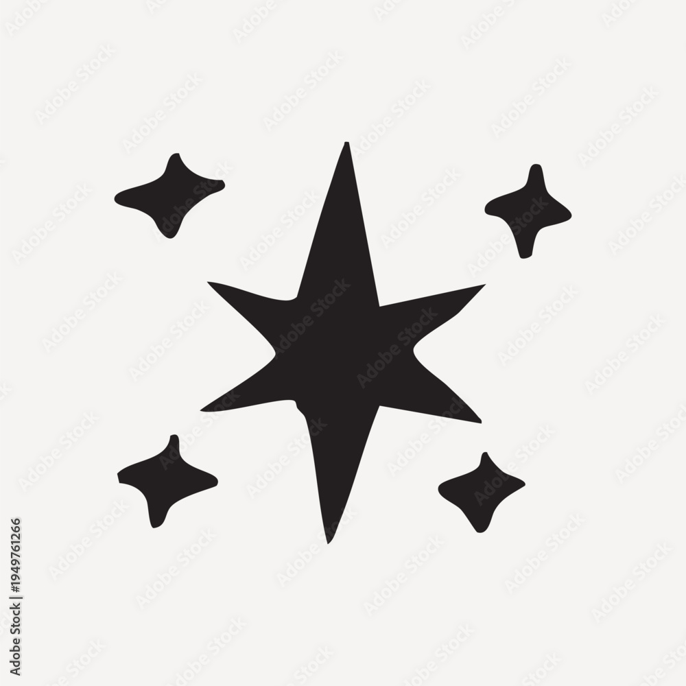 Obraz premium Minimalist black star illustration vector element