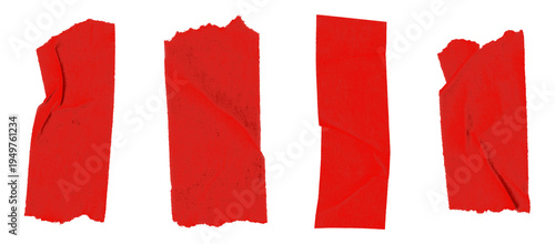 Valokuva Set of red masking tape strips on transparent background design elements