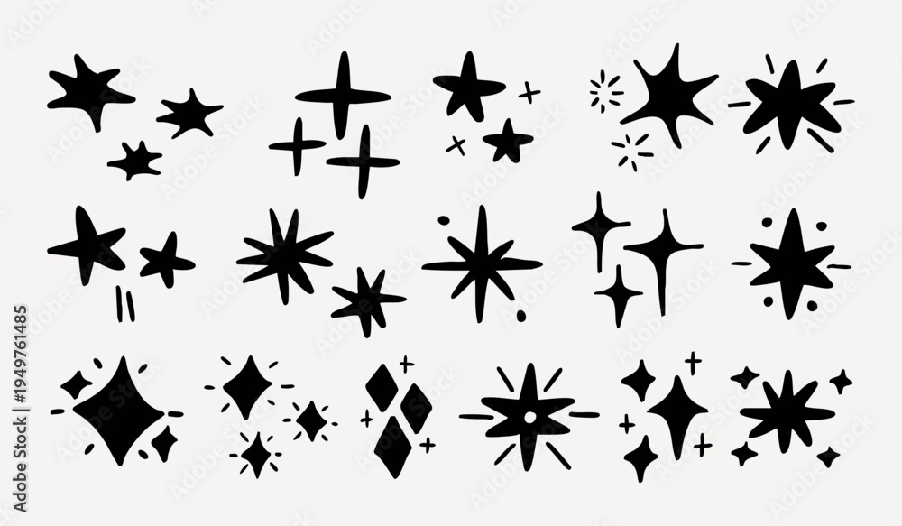 Fototapeta premium Hand-drawn star shapes collection element vector set