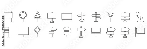 Street signs outline icon set. Guidance line icon set. Contains icons related to guidance, direction, and more. Vector illustration. editable stroke