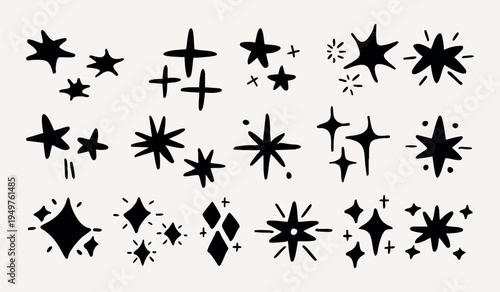 Hand-drawn star shapes collection element vector set