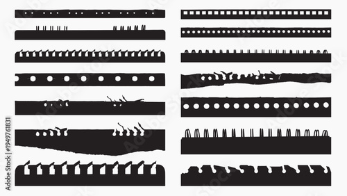 Torn paper edge silhouettes collection vector