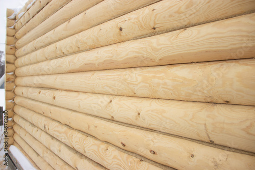 Calibrated log, log walls, pine log, fresh wood