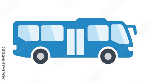 Blue Bus Vector Icon - Public Transport Transportation Concept