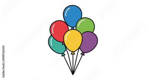 Colorful balloons bunch isolated on white background, party decoration