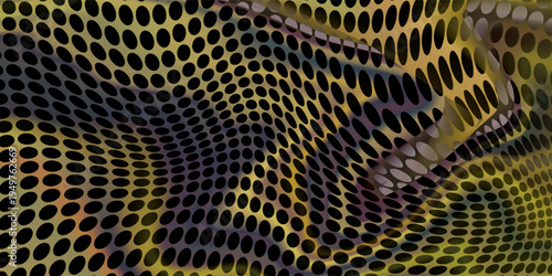 Abstract background. Colorful dynamic stylish wallpaper. Graphic illustration with wavy halftone design.