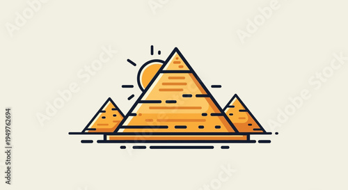Egyptian Pyramids Sun Vector Illustration