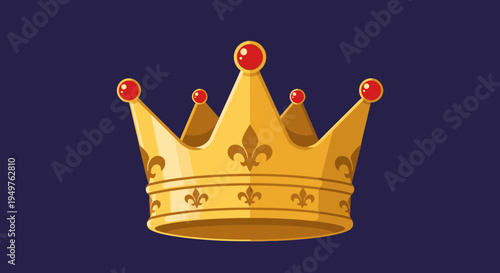 Golden Royal Crown with Red Jewels and Fleur-de-lis Symbols