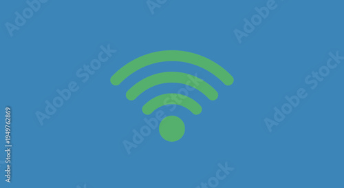 Green Wi-Fi Signal Icon on Blue Background