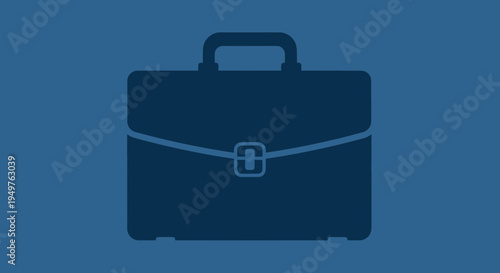 Minimalist Briefcase Icon on Blue Background, Business Travel Concept