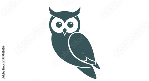 Minimalist Owl Icon Silhouette, Wise Bird Vector Graphic