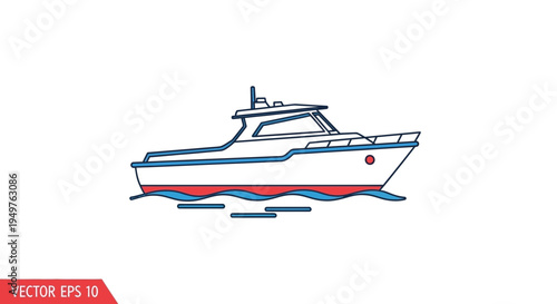 Modern Motorboat Vector Illustration on White Background