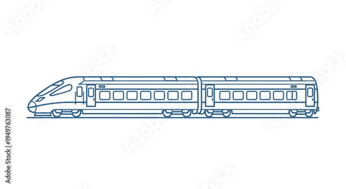 Modern High-Speed Train Silhouette - Vector Illustration