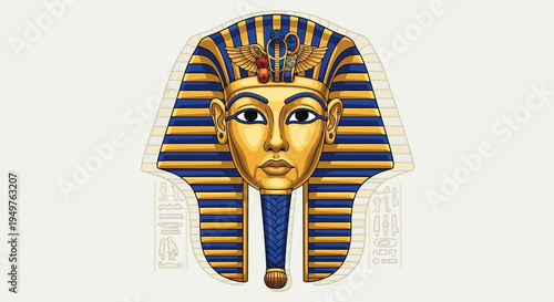 Pharaoh Mask Icon: Ancient Egyptian King Tut Ankh Amun Headwear