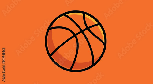 Stylized Basketball Icon on Vibrant Orange Background