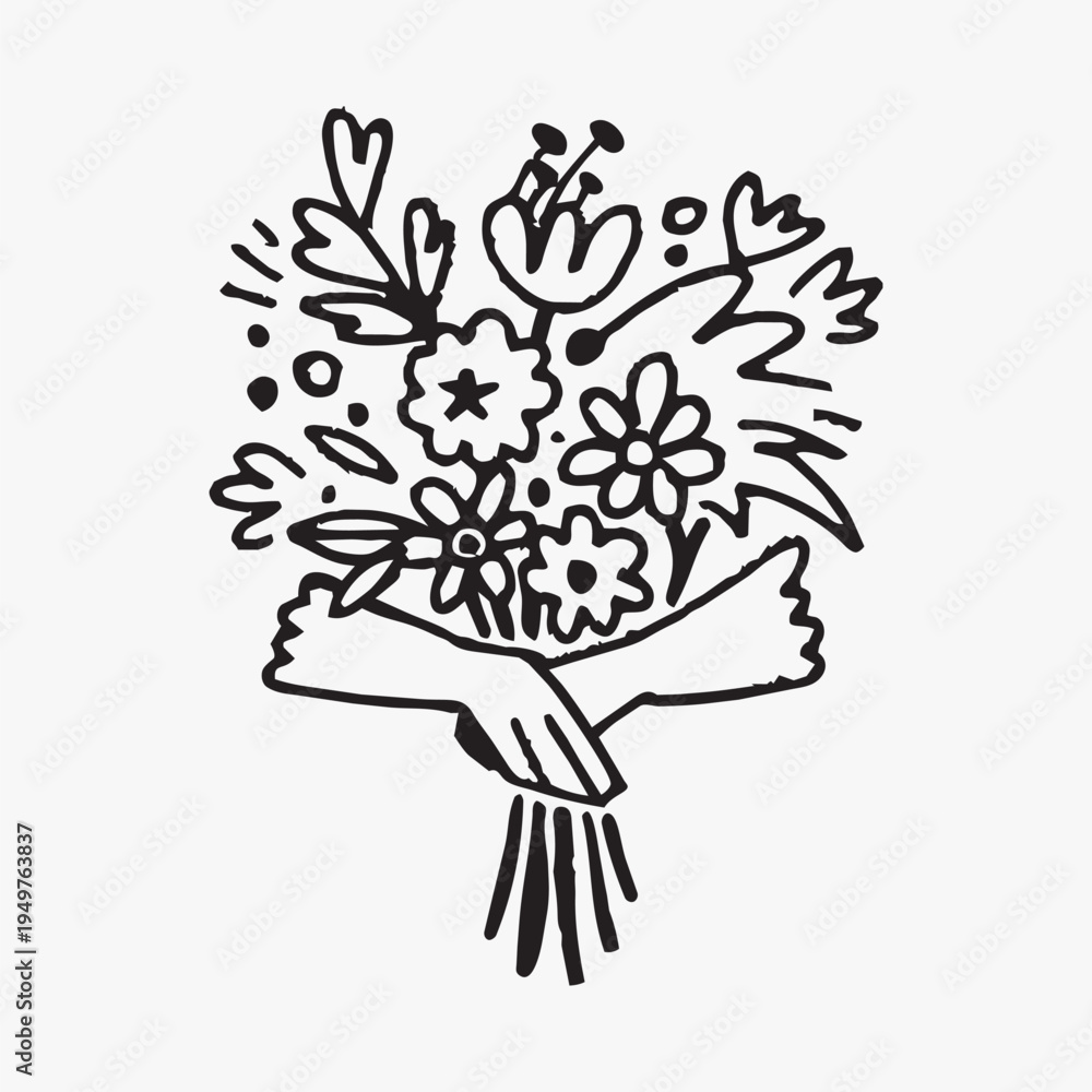 Obraz premium Hand-drawn floral bouquet illustration vector