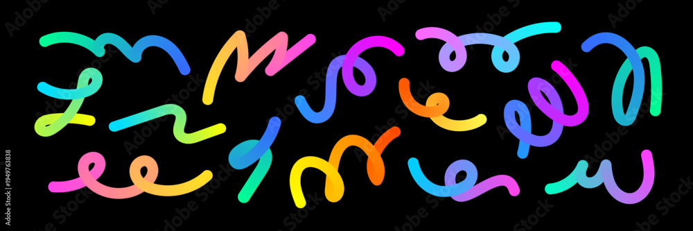 Fototapeta premium Vibrant abstract colorful curves element vector set