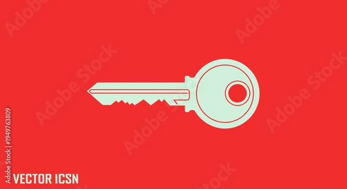 Abstract vector illustration of a single key on a red background