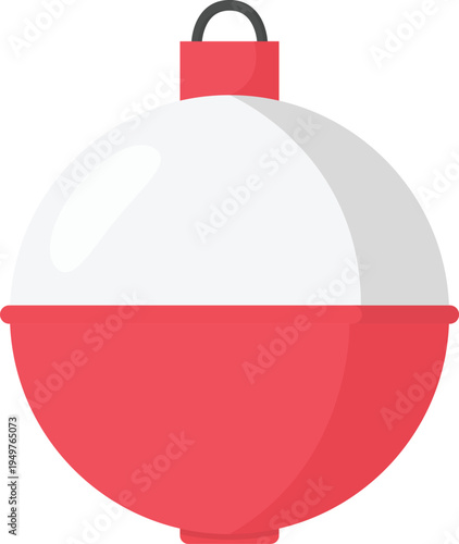 Red and White Fishing Bobber Float Flat Illustration Isolated on White Background