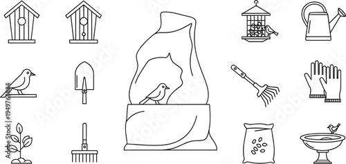 Birdwatching and Garden Tools Set with Birdhouses, Feeders, Trowel, Rake, Gloves, and Seeds for Backyard Care