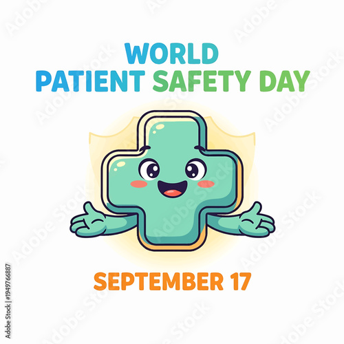 World Patient Safety Day cartoon medical cross character