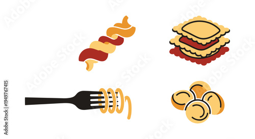 Artisan Pasta Line art vector minimal color theme abstract