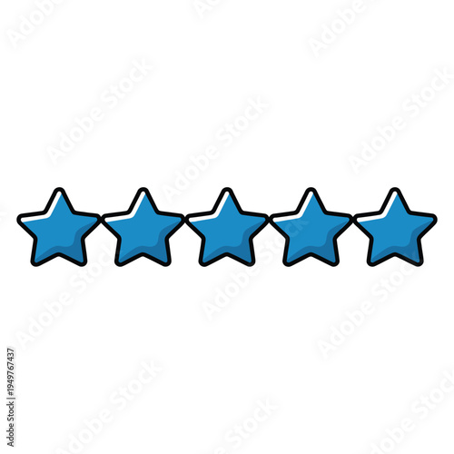 Five star rating icon, premium quality review stars symbol, customer satisfaction and feedback evaluation concept, minimal vector design for product rating, online reviews, and service ranking system.