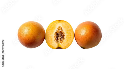 Fresh Ripe Granadilla Fruit with Half Cut Showing Seeds Isolated on Transparent Background – Sweet Tropical Passion Fruit, High-Resolution PNG.