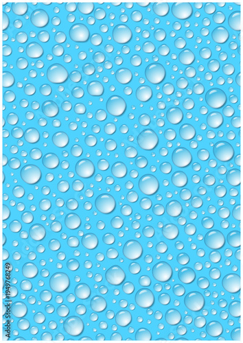 ブルーの水滴シームレス縦長背景 雫のパターンテクスチャ ベクター