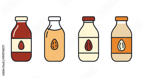 Almond Milk Bottle Line art abstract minimal color vector