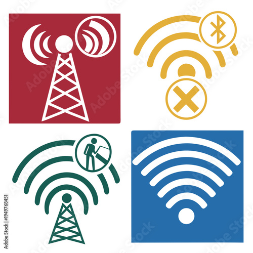 Various wi- fi and communication wi-fi technology digital online