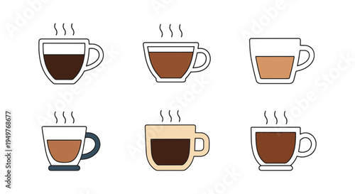 Americano Line art vector set dynamic colorful abstract illustration