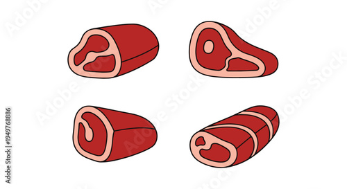 Beef Tenderloin Line art modern abstract colorful illustration