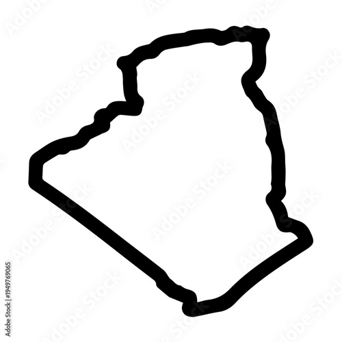 Algeria country simplified map. Thin black outline contour