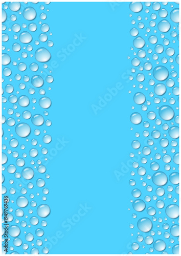 左右に広がる水滴の縦長背景 ブルーの雫装飾 ベクター