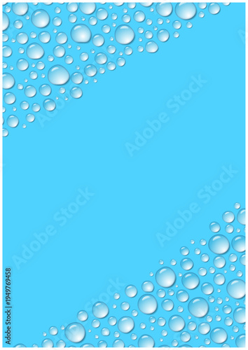 斜めに広がる水滴の縦長背景 ブルーの雫デザイン コピースペース ベクター