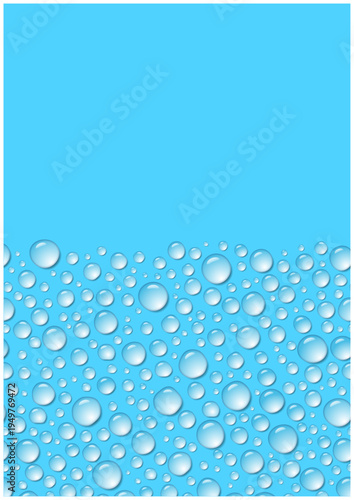 下部に広がる水滴の縦長背景 ブルーの雫テクスチャ ベクター