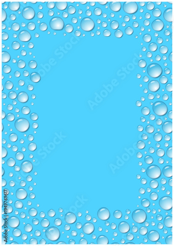 水滴の縦フレーム背景 ブルーの雫デザイン 縦長テンプレート ベクター