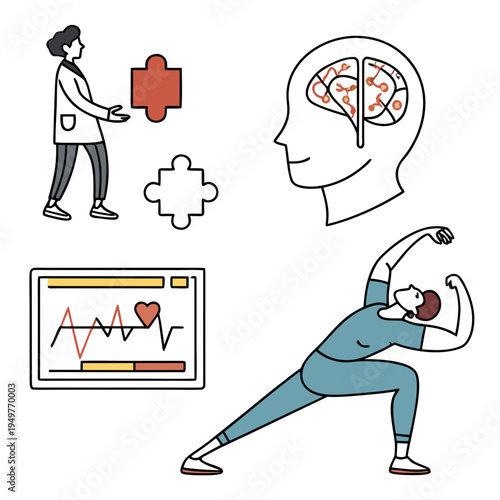 Healthcare and wellness medical doctor brain puzzle