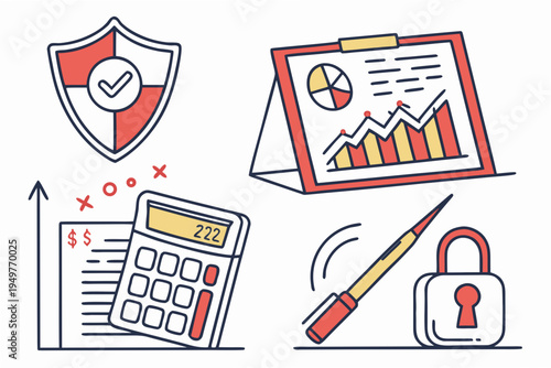 Financial security and global risk management icons