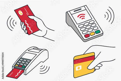 Contactless payment methods with credit cards and terminal wireless payment mobile payment