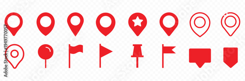 location icon set map pointer pin sign symbol red black outline destination icon place address navigation locator sign vector illustration