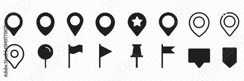 location icon set map pointer pin sign symbol red black outline destination icon place address navigation locator sign vector illustration