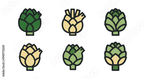 Artichoke Heart Line art abstract color harmony illustration