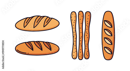 Artisan Breadsticks Line art modern abstract color artwork