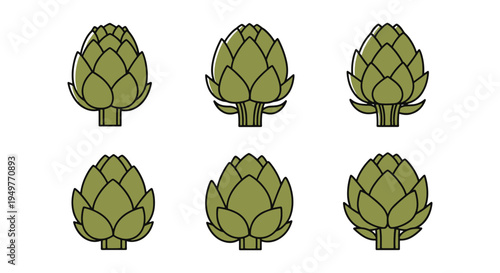 Artichoke Whole Line art modern fluid abstract vector